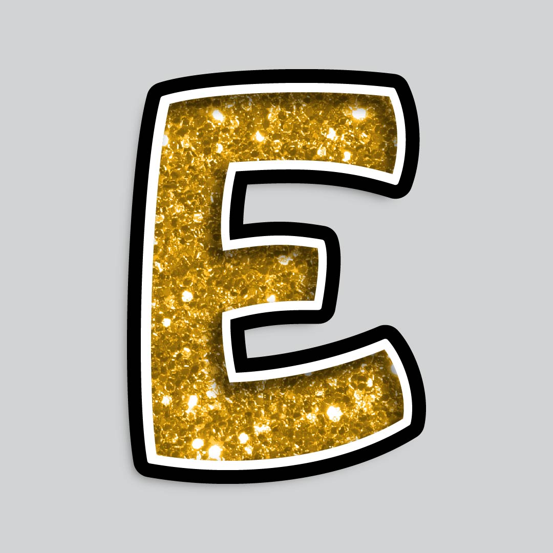 23.5” INDIVIDUAL BOUNCY GOLD CHUNKY GLITTER SHADOW LETTERS