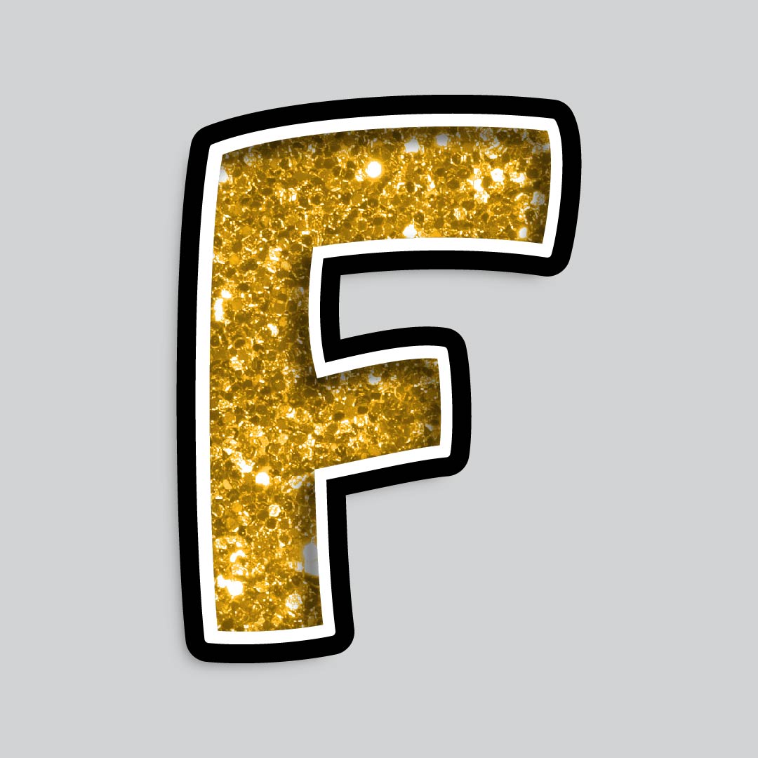 23.5” INDIVIDUAL BOUNCY GOLD CHUNKY GLITTER SHADOW LETTERS