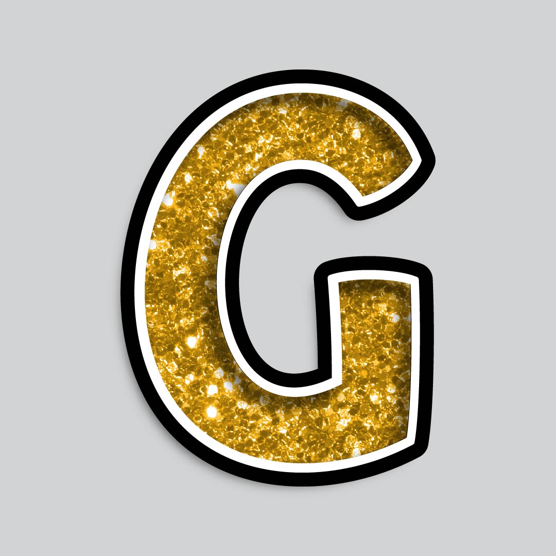 23.5” INDIVIDUAL BOUNCY GOLD CHUNKY GLITTER SHADOW LETTERS