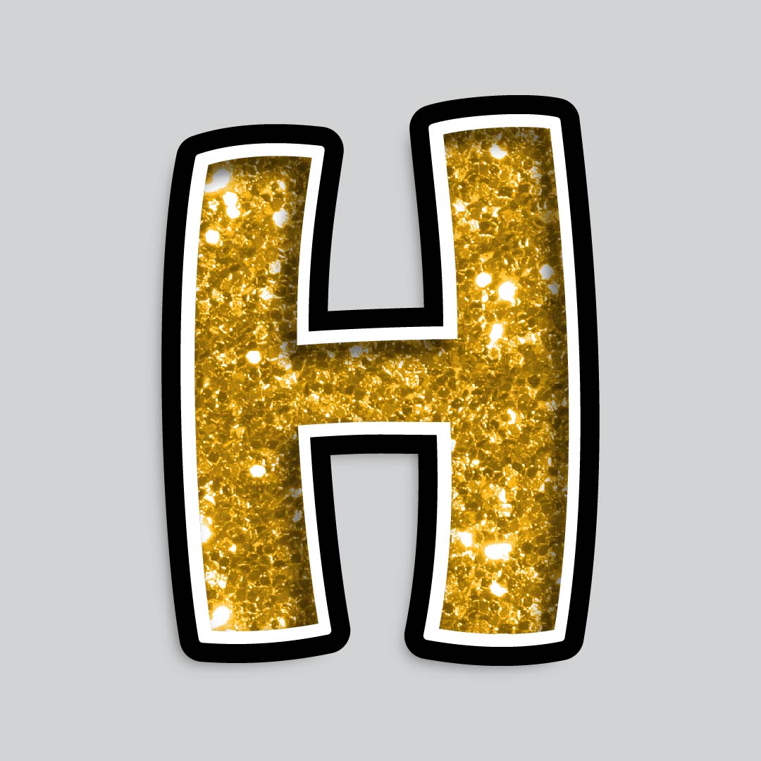 23.5” INDIVIDUAL BOUNCY GOLD CHUNKY GLITTER SHADOW LETTERS
