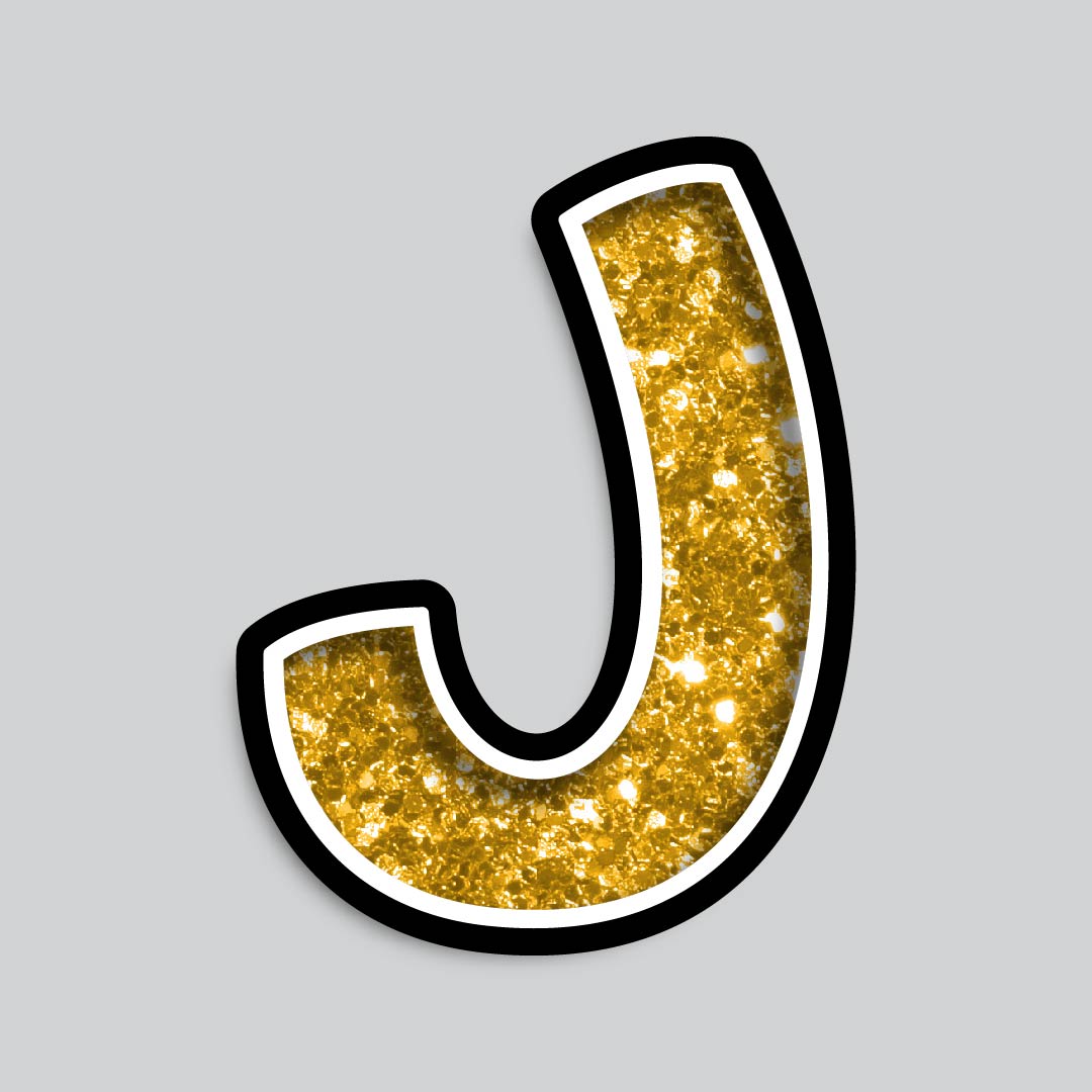 23.5” INDIVIDUAL BOUNCY GOLD CHUNKY GLITTER SHADOW LETTERS