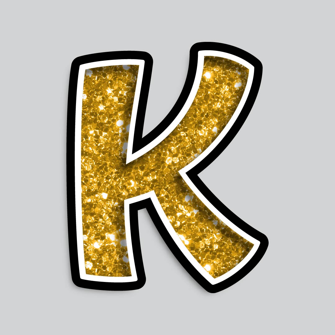 23.5” INDIVIDUAL BOUNCY GOLD CHUNKY GLITTER SHADOW LETTERS
