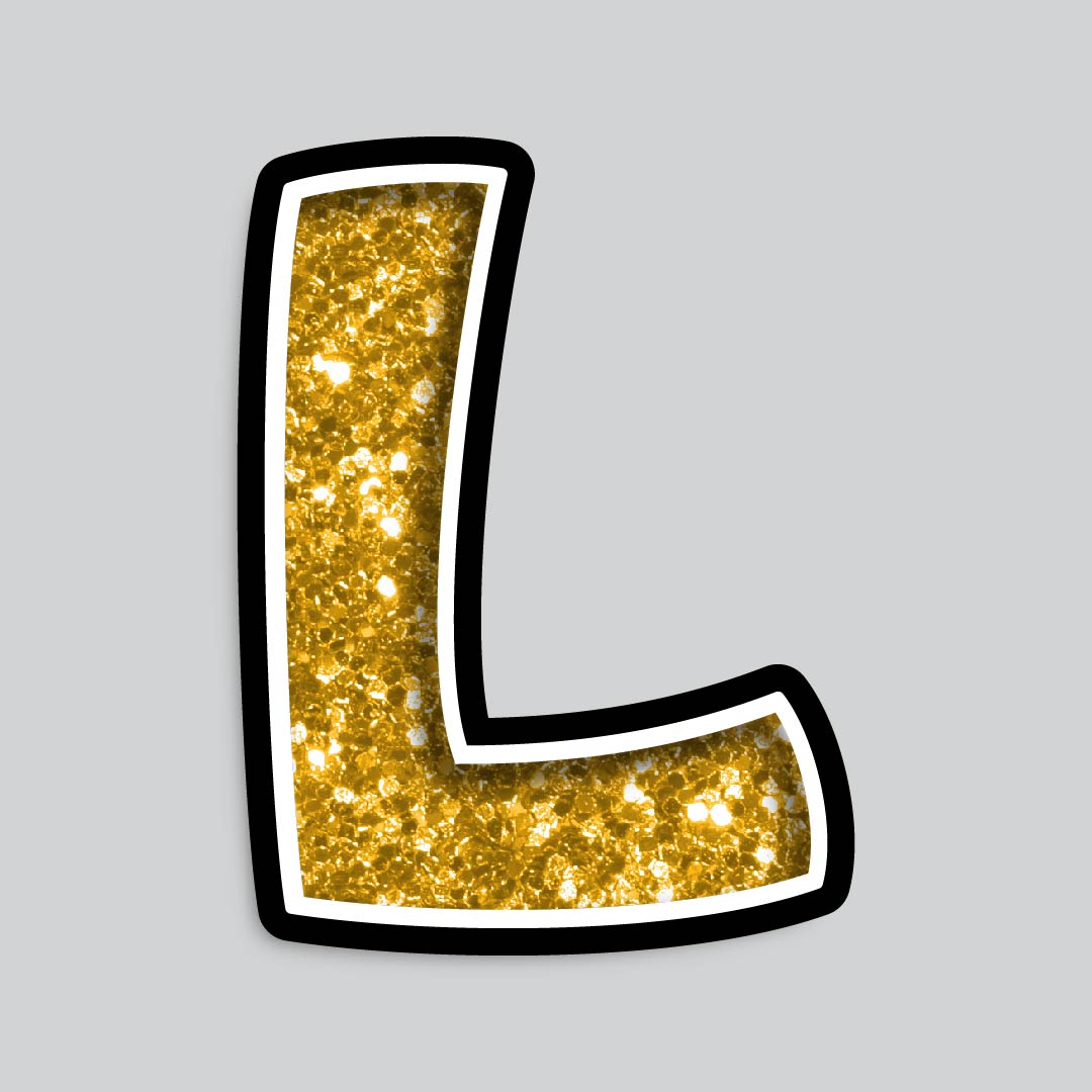 23.5” INDIVIDUAL BOUNCY GOLD CHUNKY GLITTER SHADOW LETTERS