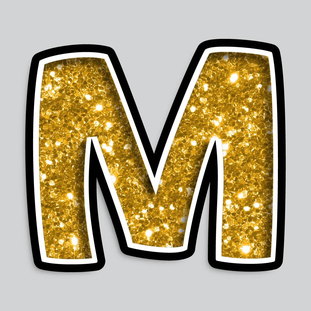 23.5” INDIVIDUAL BOUNCY GOLD CHUNKY GLITTER SHADOW LETTERS