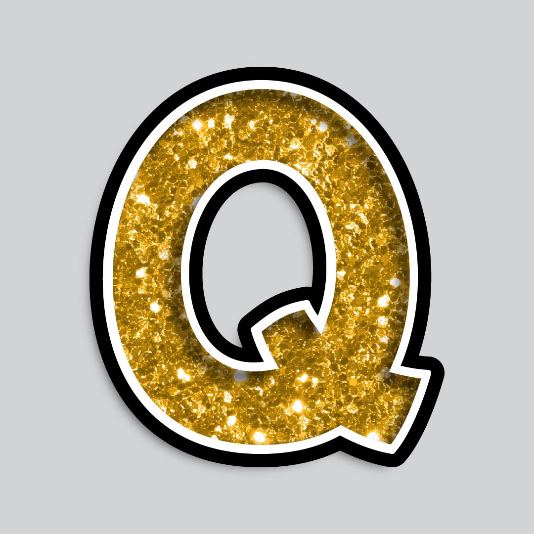 23.5” INDIVIDUAL BOUNCY GOLD CHUNKY GLITTER SHADOW LETTERS
