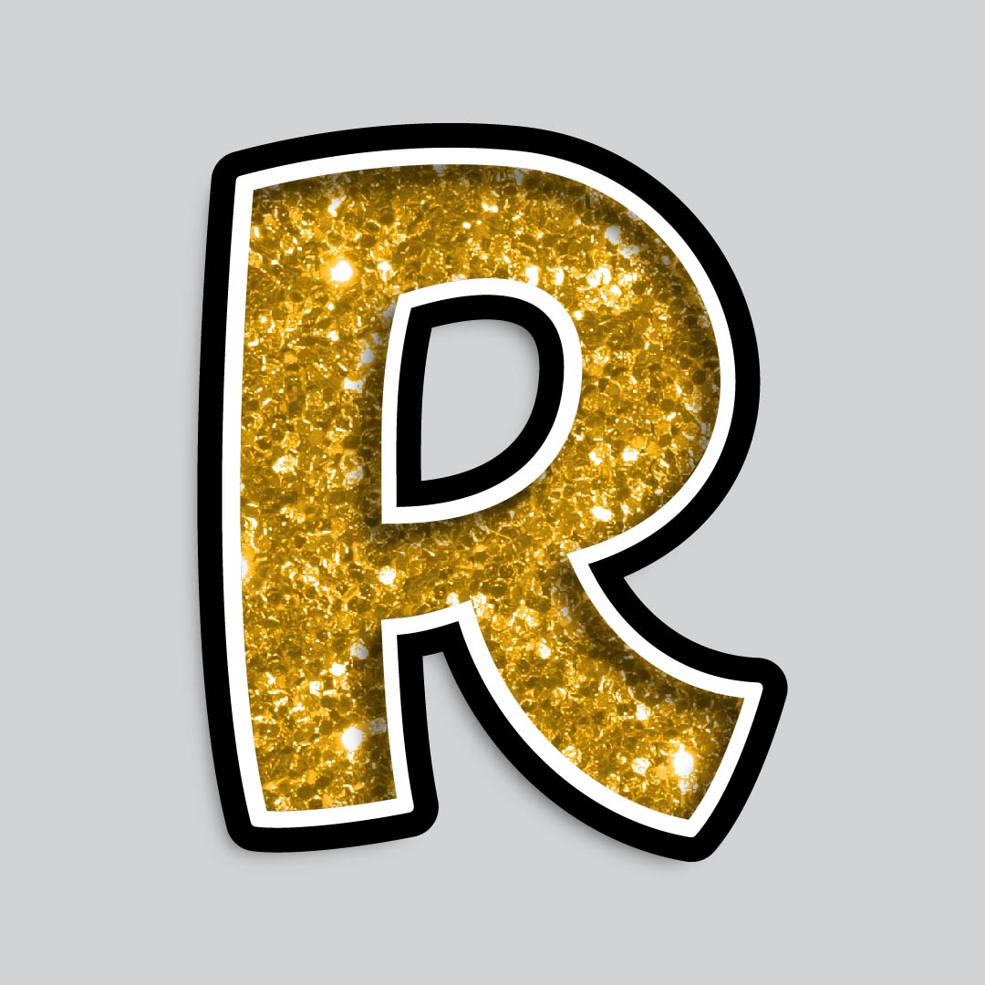 23.5” INDIVIDUAL BOUNCY GOLD CHUNKY GLITTER SHADOW LETTERS