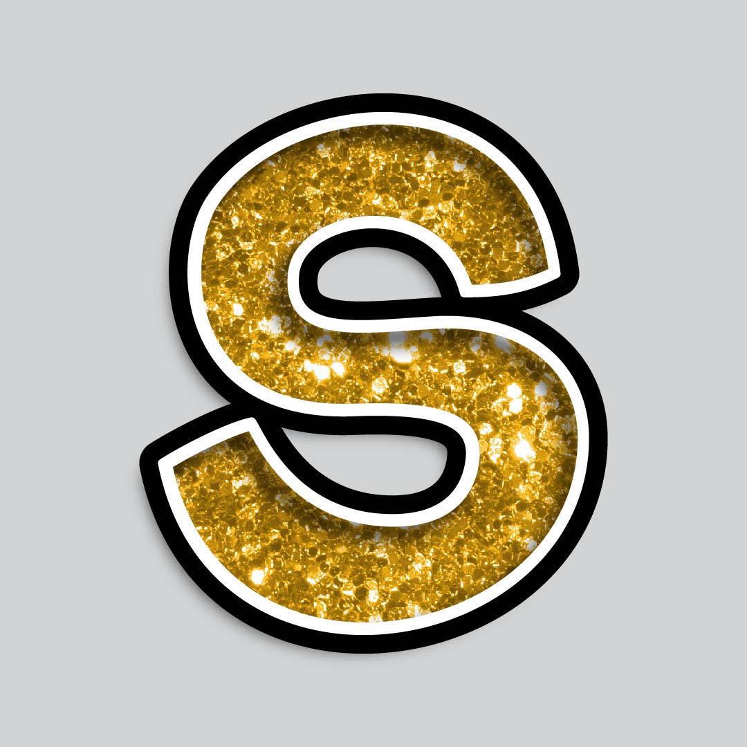 23.5” INDIVIDUAL BOUNCY GOLD CHUNKY GLITTER SHADOW LETTERS