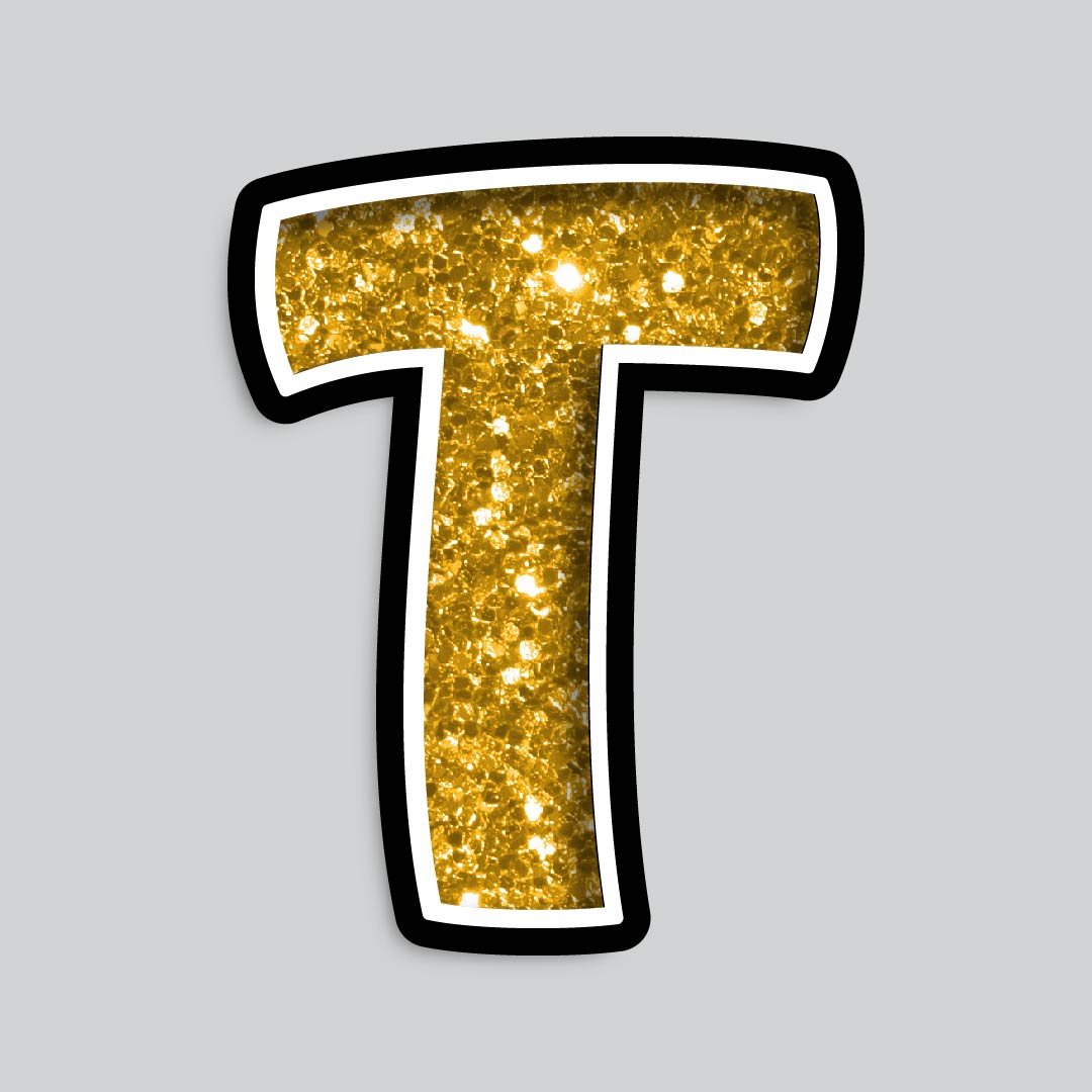 23.5” INDIVIDUAL BOUNCY GOLD CHUNKY GLITTER SHADOW LETTERS