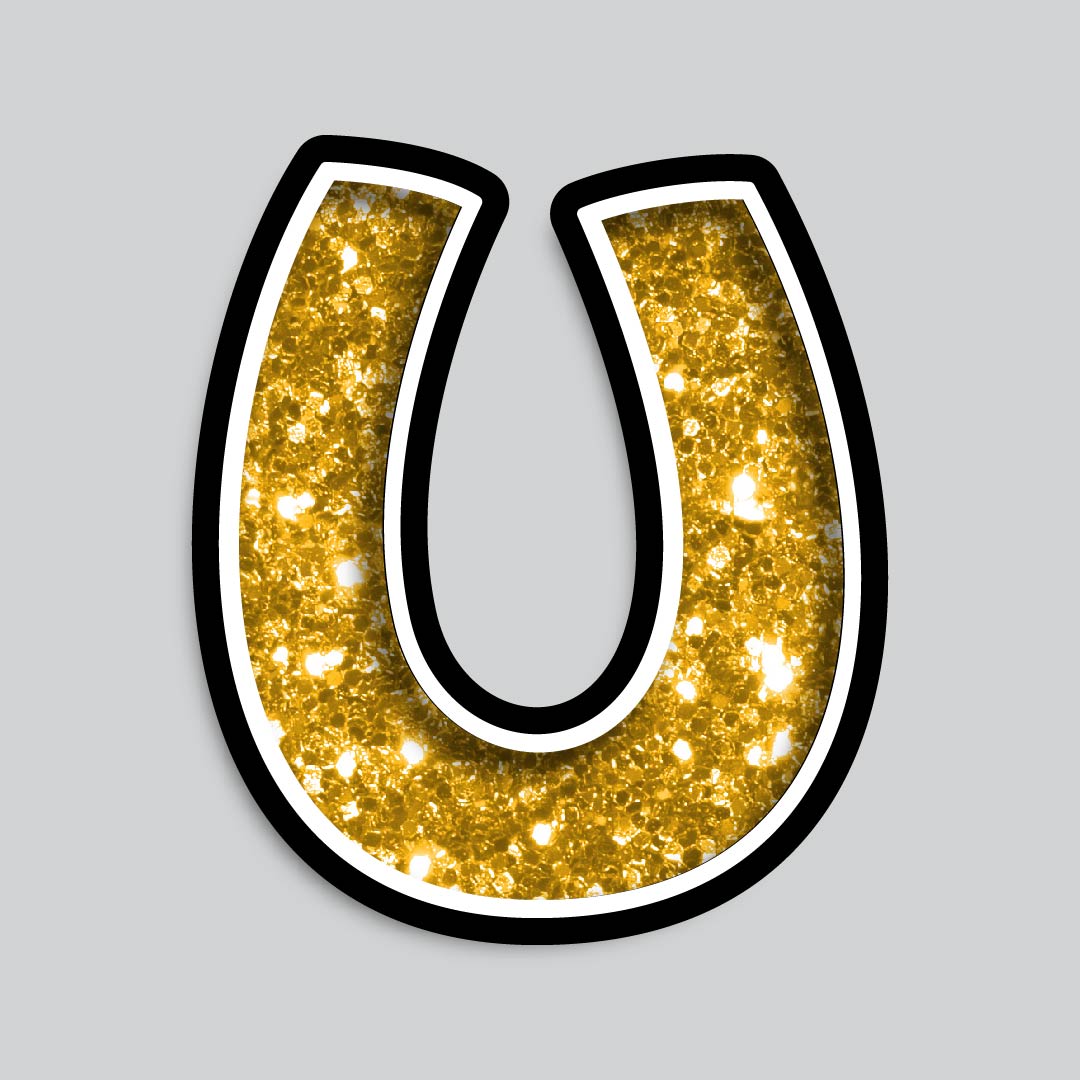 23.5” INDIVIDUAL BOUNCY GOLD CHUNKY GLITTER SHADOW LETTERS