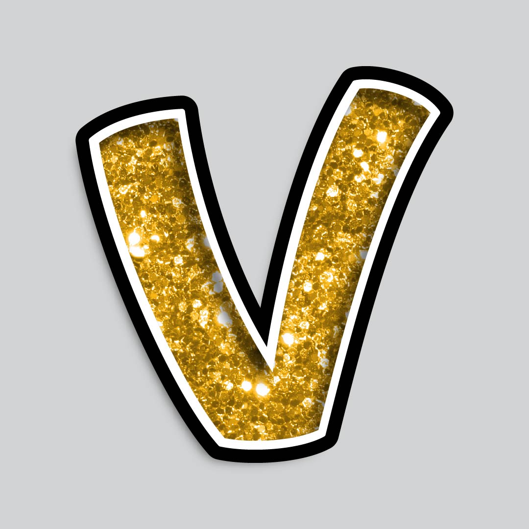 23.5” INDIVIDUAL BOUNCY GOLD CHUNKY GLITTER SHADOW LETTERS