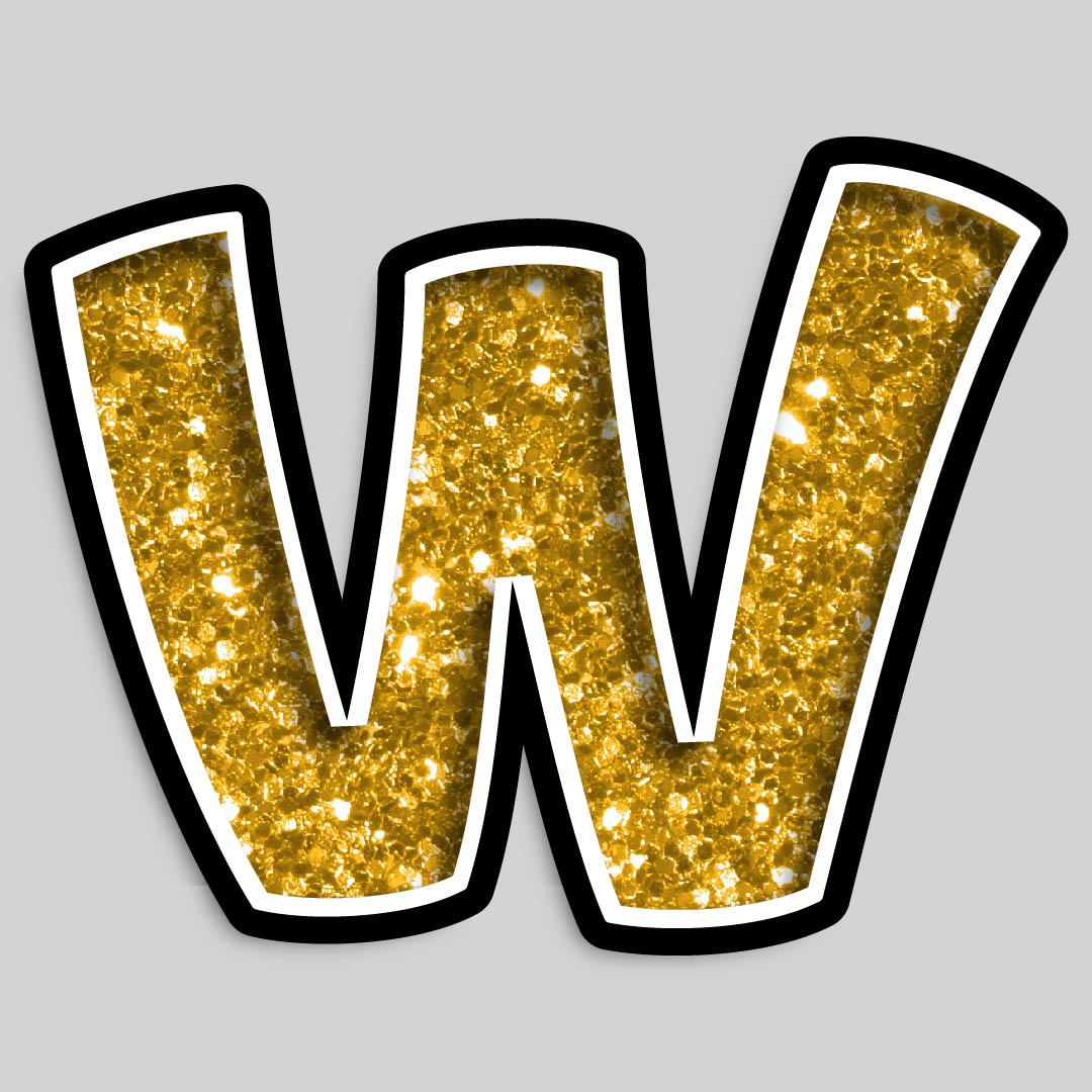 23.5” INDIVIDUAL BOUNCY GOLD CHUNKY GLITTER SHADOW LETTERS