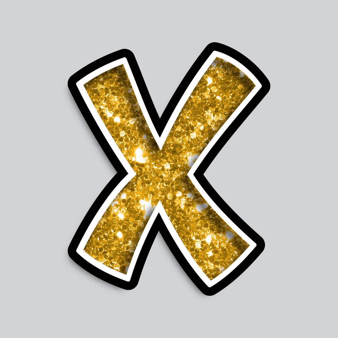 23.5” INDIVIDUAL BOUNCY GOLD CHUNKY GLITTER SHADOW LETTERS