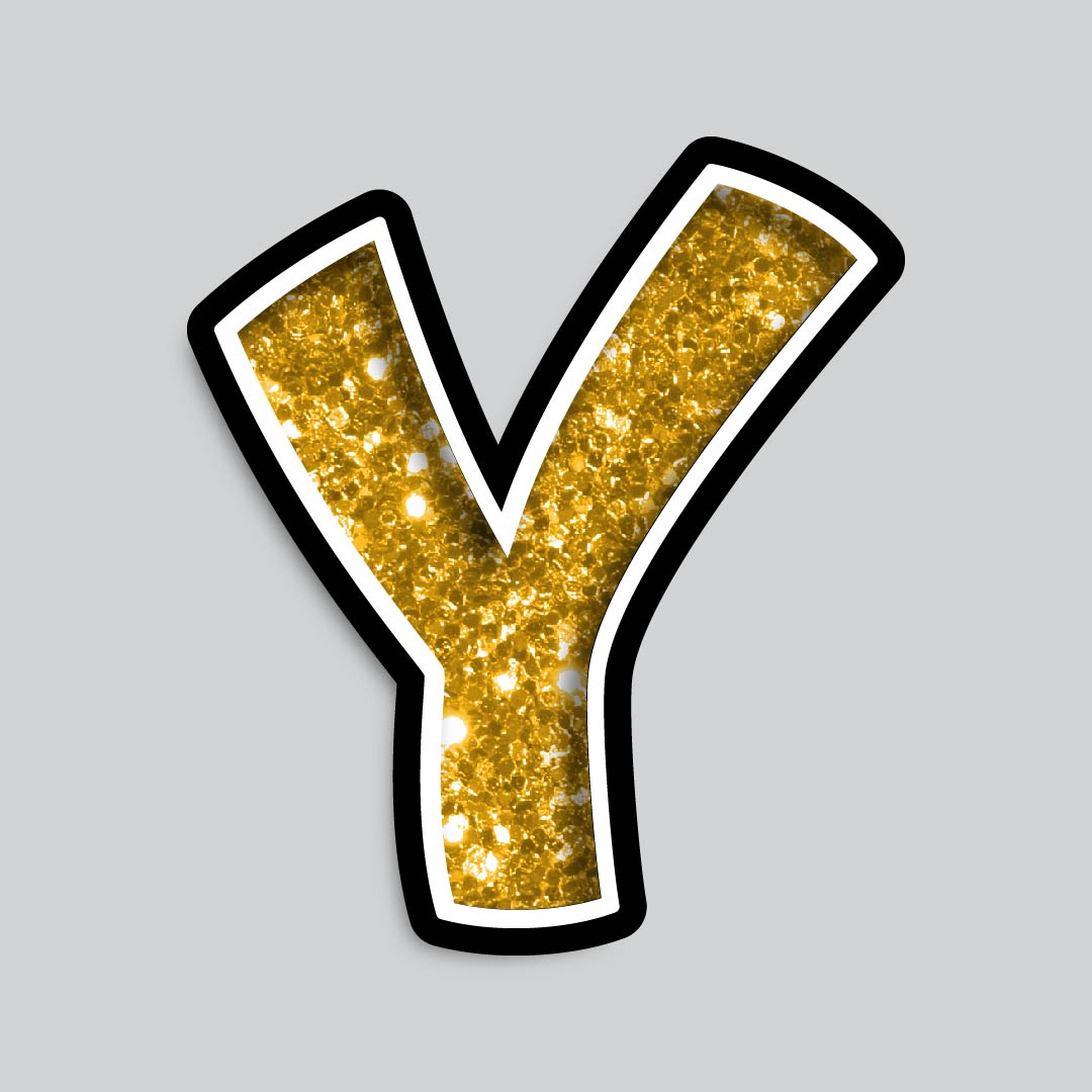 23.5” INDIVIDUAL BOUNCY GOLD CHUNKY GLITTER SHADOW LETTERS
