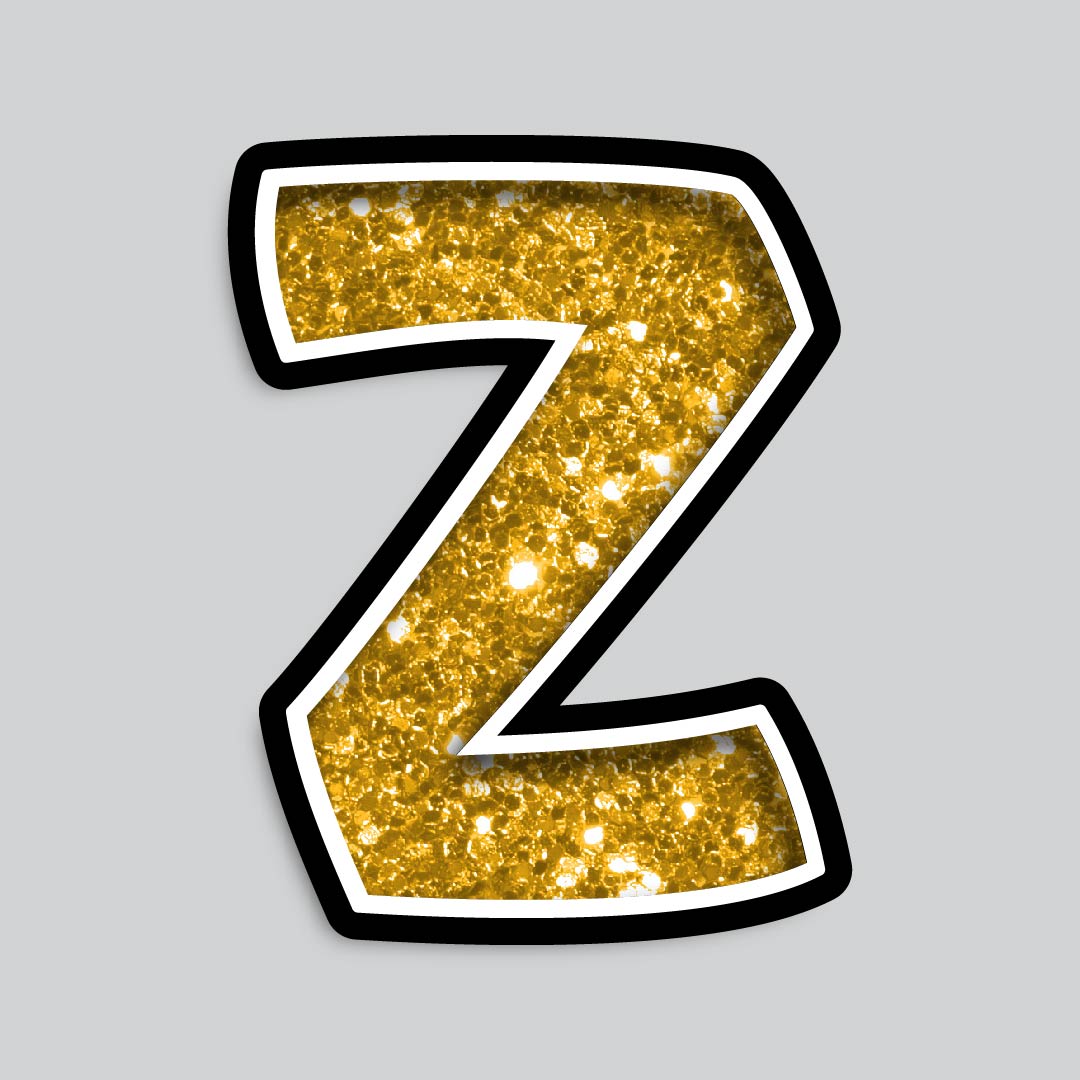 23.5” INDIVIDUAL BOUNCY GOLD CHUNKY GLITTER SHADOW LETTERS