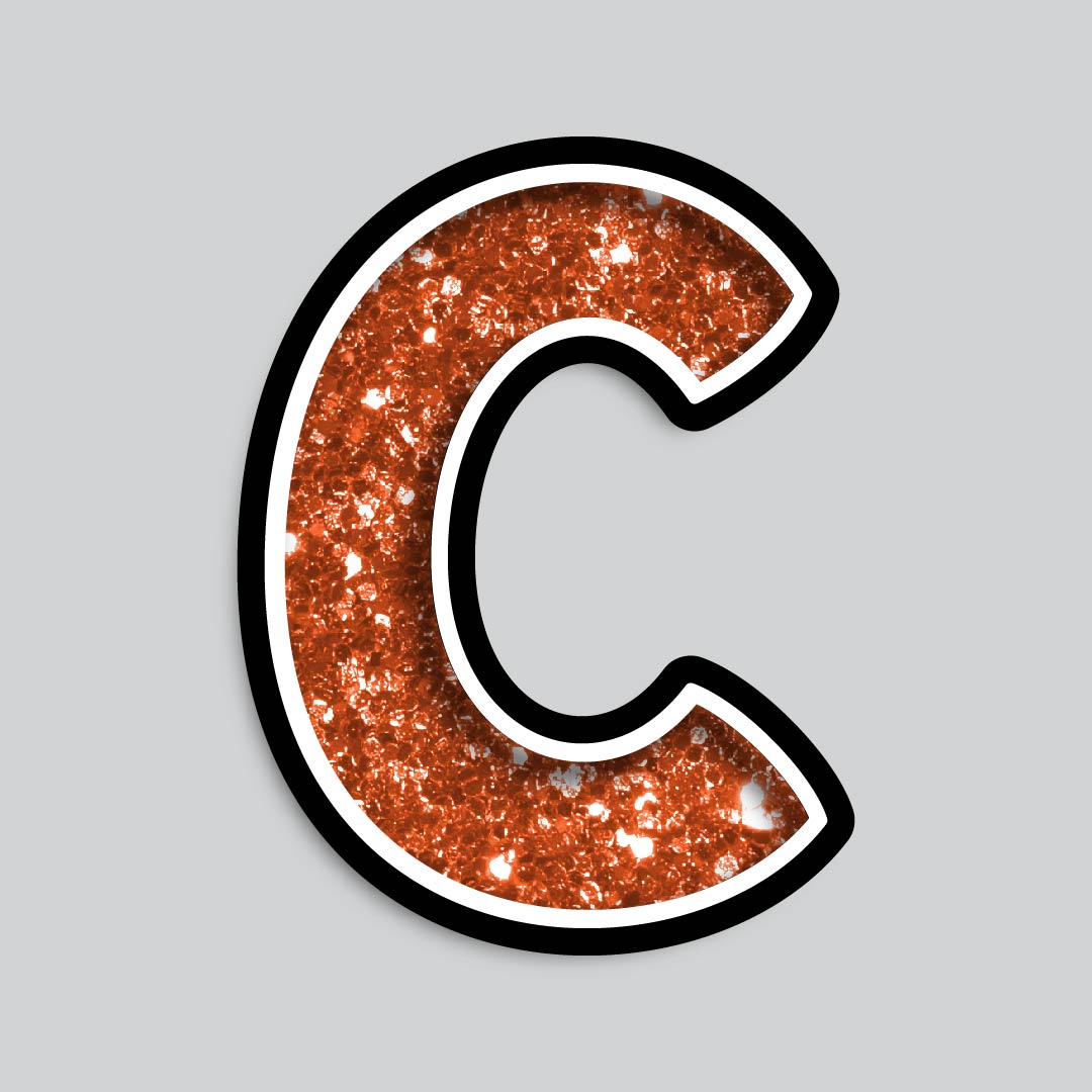 23.5” INDIVIDUAL BOUNCY ORANGE CHUNKY GLITTER SHADOW LETTERS