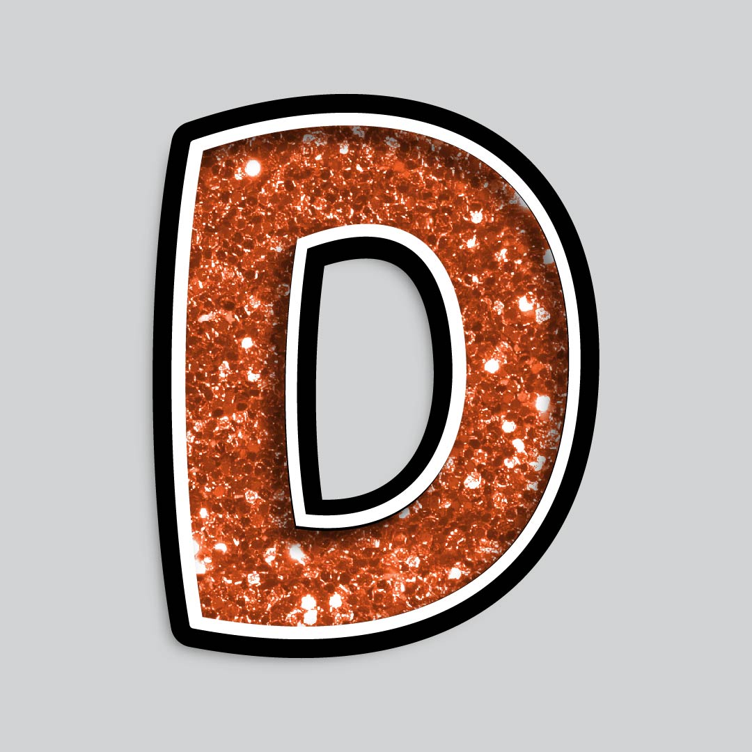 23.5” INDIVIDUAL BOUNCY ORANGE CHUNKY GLITTER SHADOW LETTERS