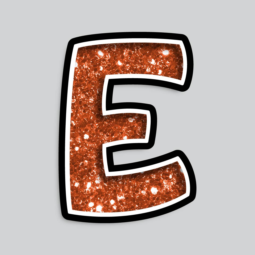 23.5” INDIVIDUAL BOUNCY ORANGE CHUNKY GLITTER SHADOW LETTERS