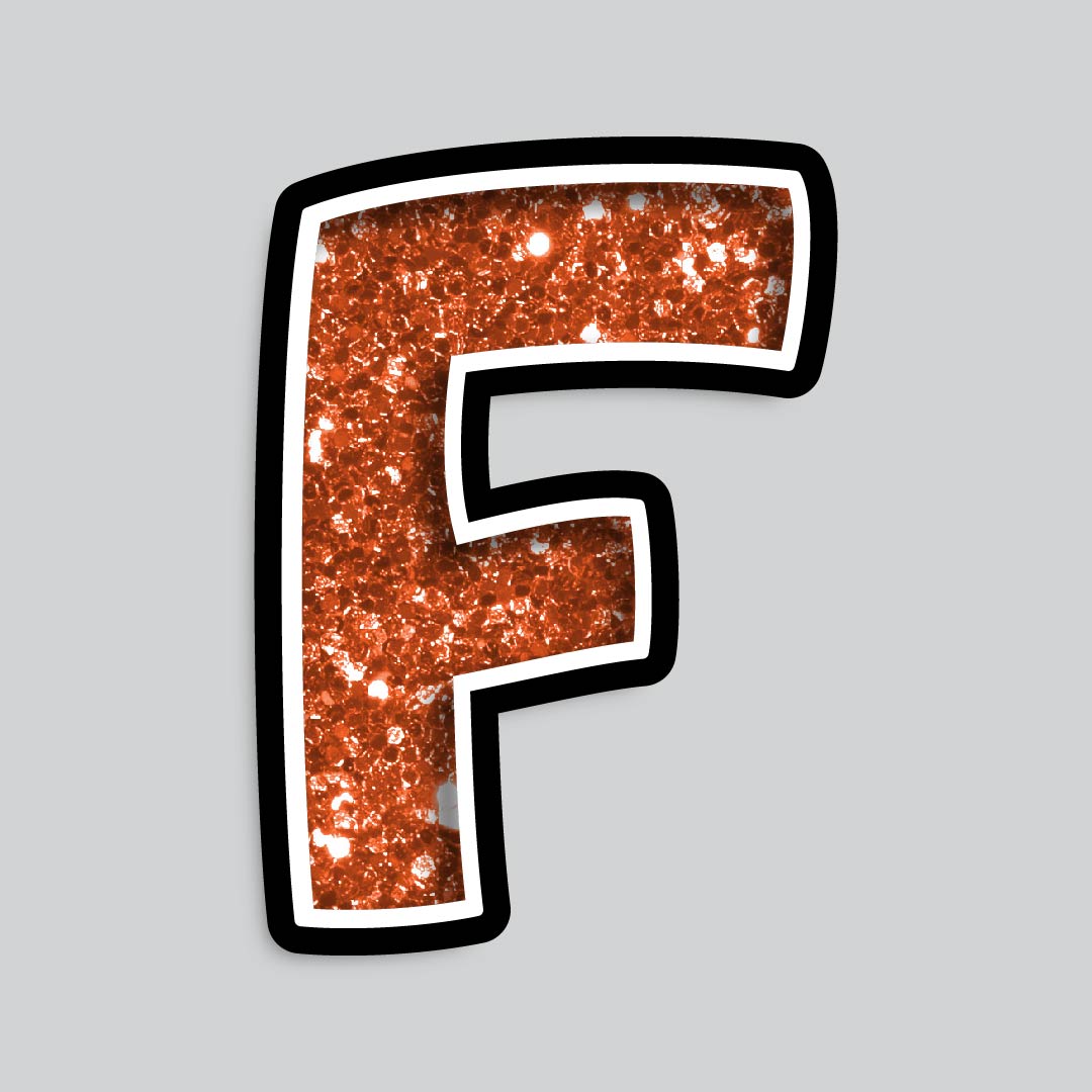 23.5” INDIVIDUAL BOUNCY ORANGE CHUNKY GLITTER SHADOW LETTERS
