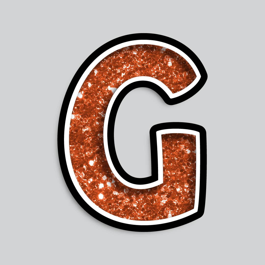23.5” INDIVIDUAL BOUNCY ORANGE CHUNKY GLITTER SHADOW LETTERS
