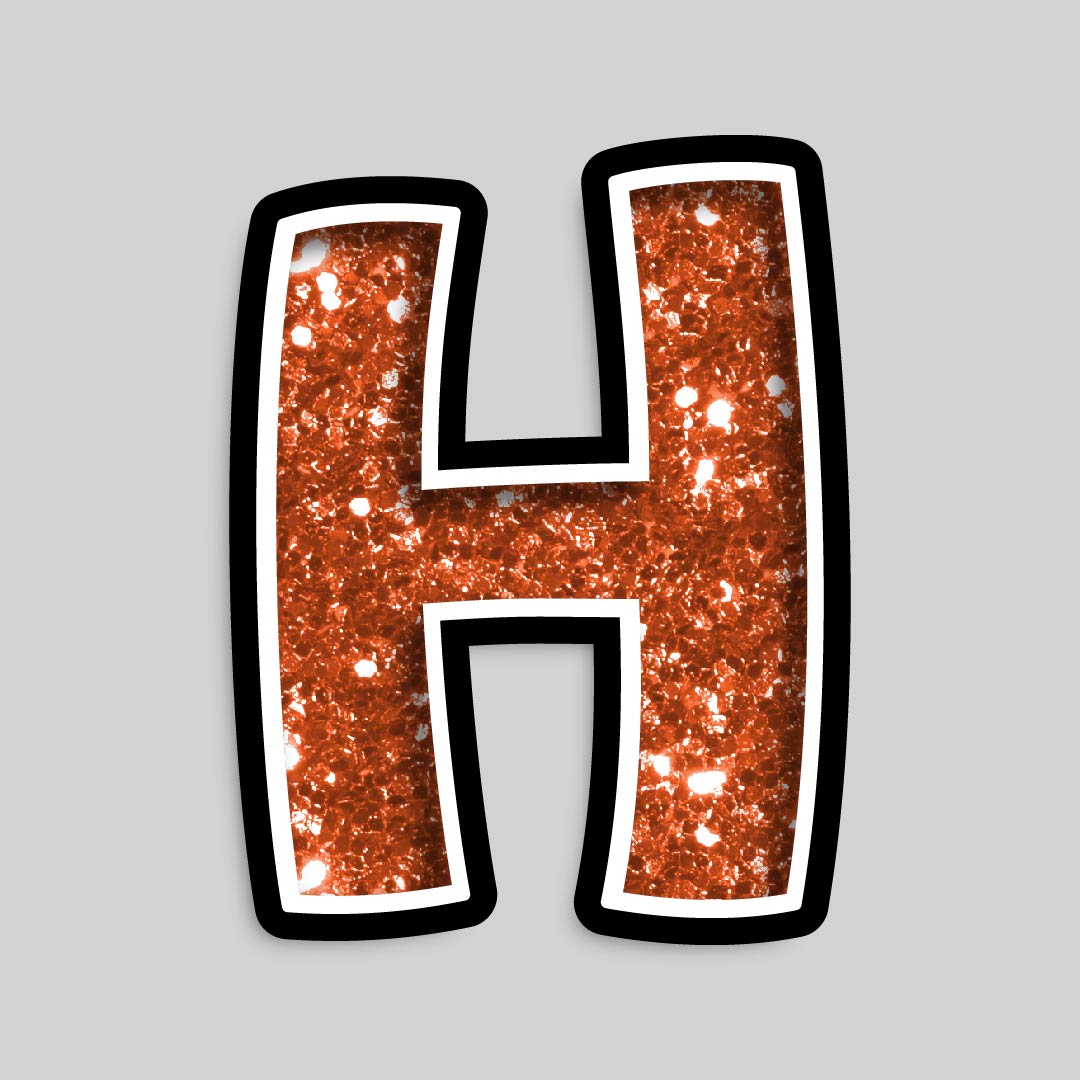 23.5” INDIVIDUAL BOUNCY ORANGE CHUNKY GLITTER SHADOW LETTERS