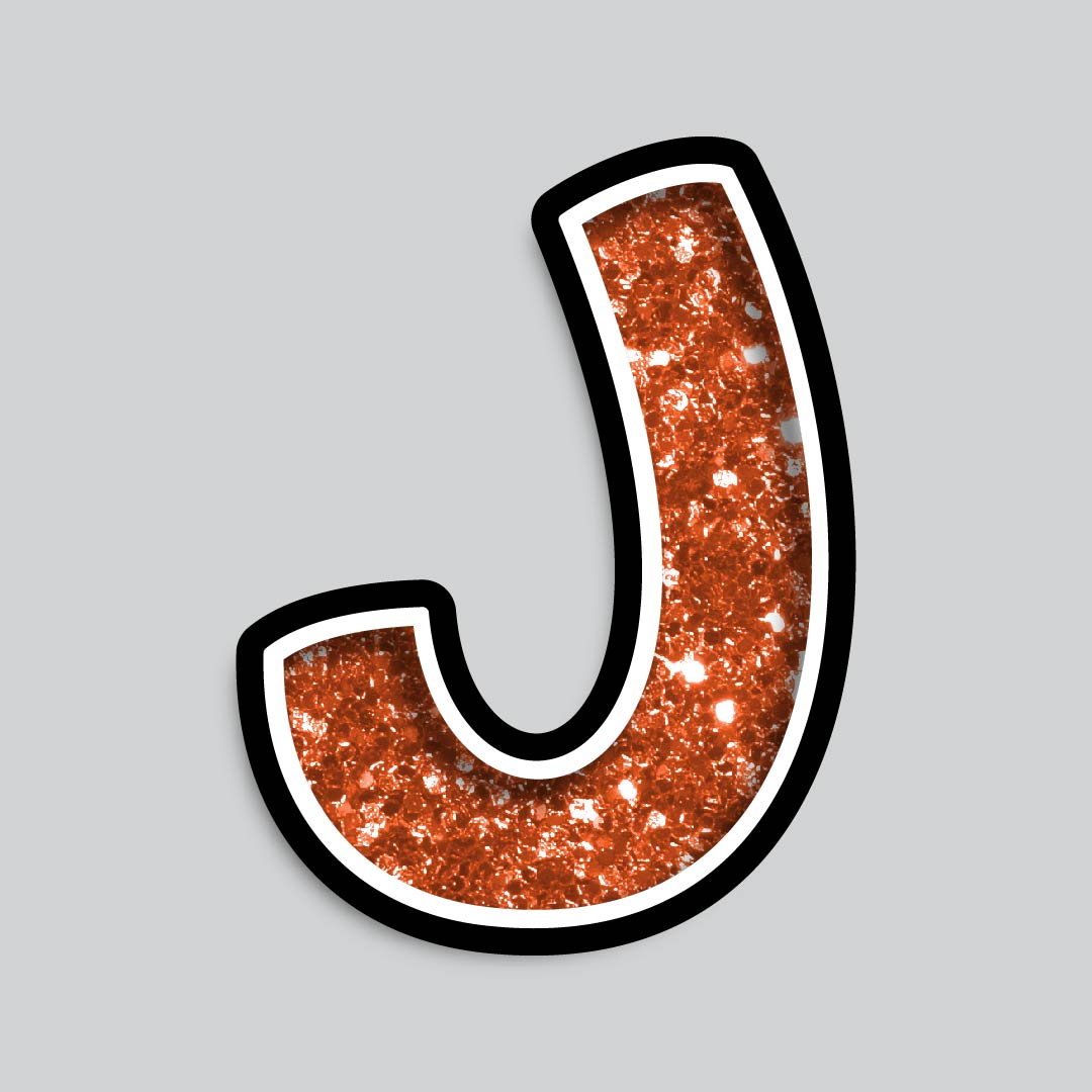 23.5” INDIVIDUAL BOUNCY ORANGE CHUNKY GLITTER SHADOW LETTERS
