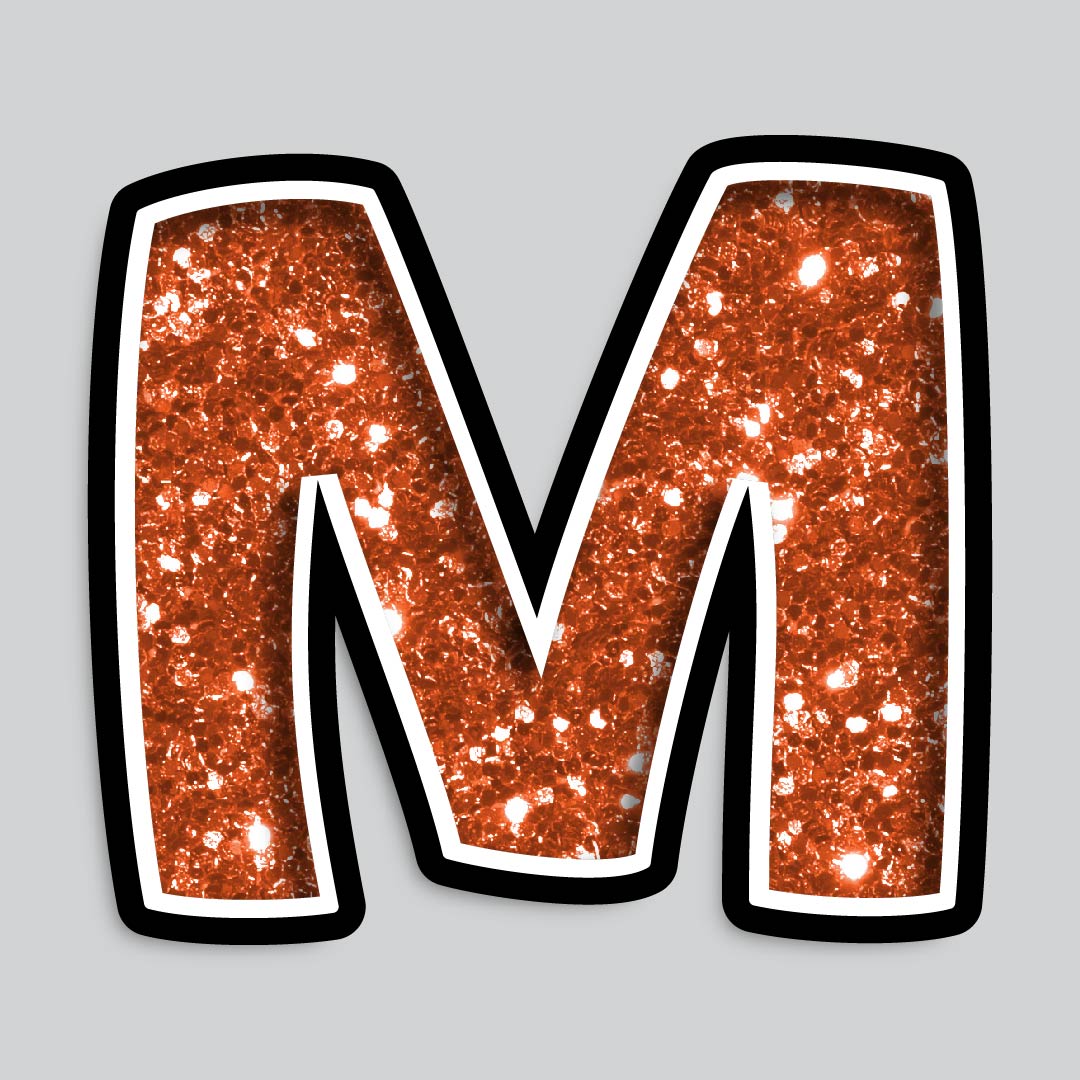 23.5” INDIVIDUAL BOUNCY ORANGE CHUNKY GLITTER SHADOW LETTERS
