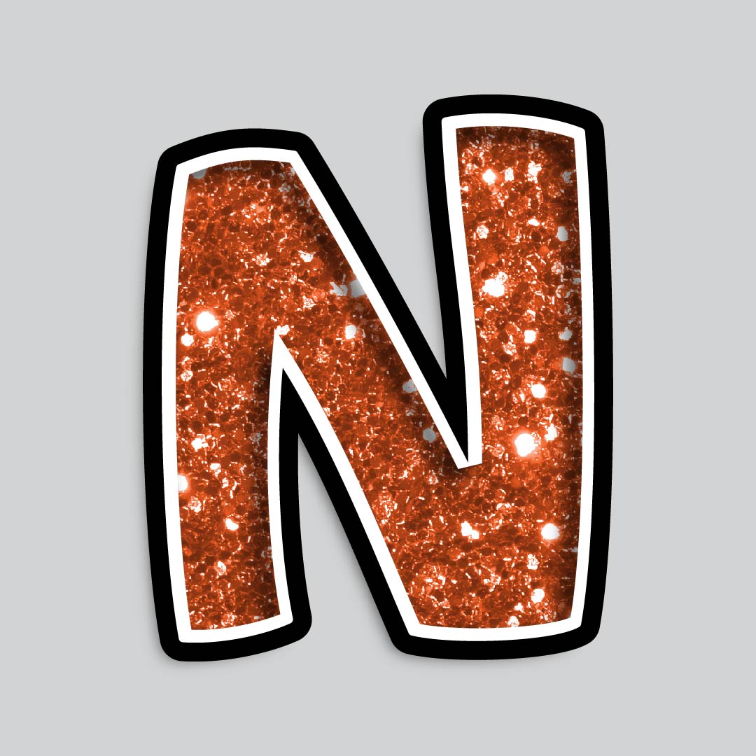 23.5” INDIVIDUAL BOUNCY ORANGE CHUNKY GLITTER SHADOW LETTERS