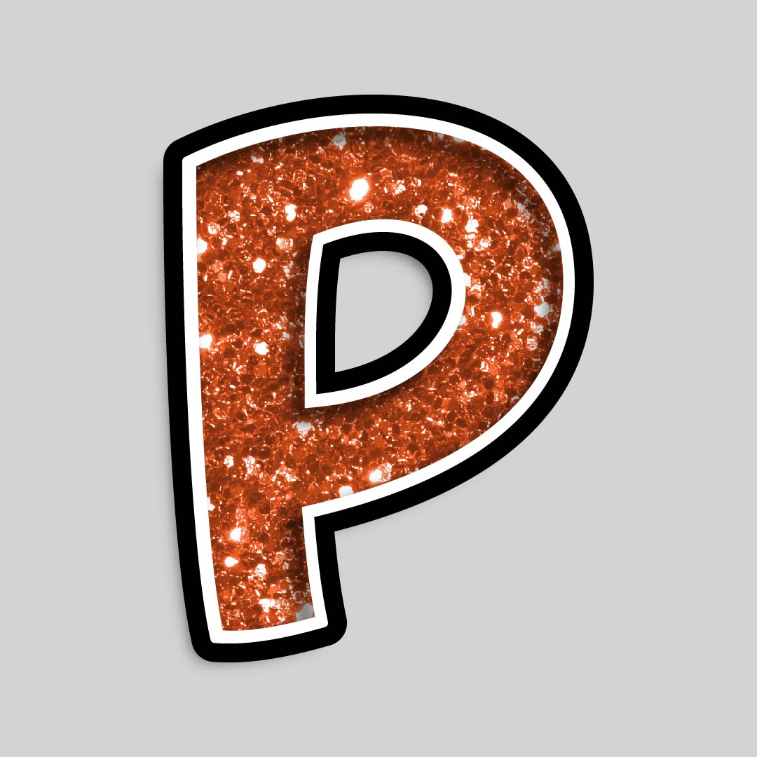 23.5” INDIVIDUAL BOUNCY ORANGE CHUNKY GLITTER SHADOW LETTERS