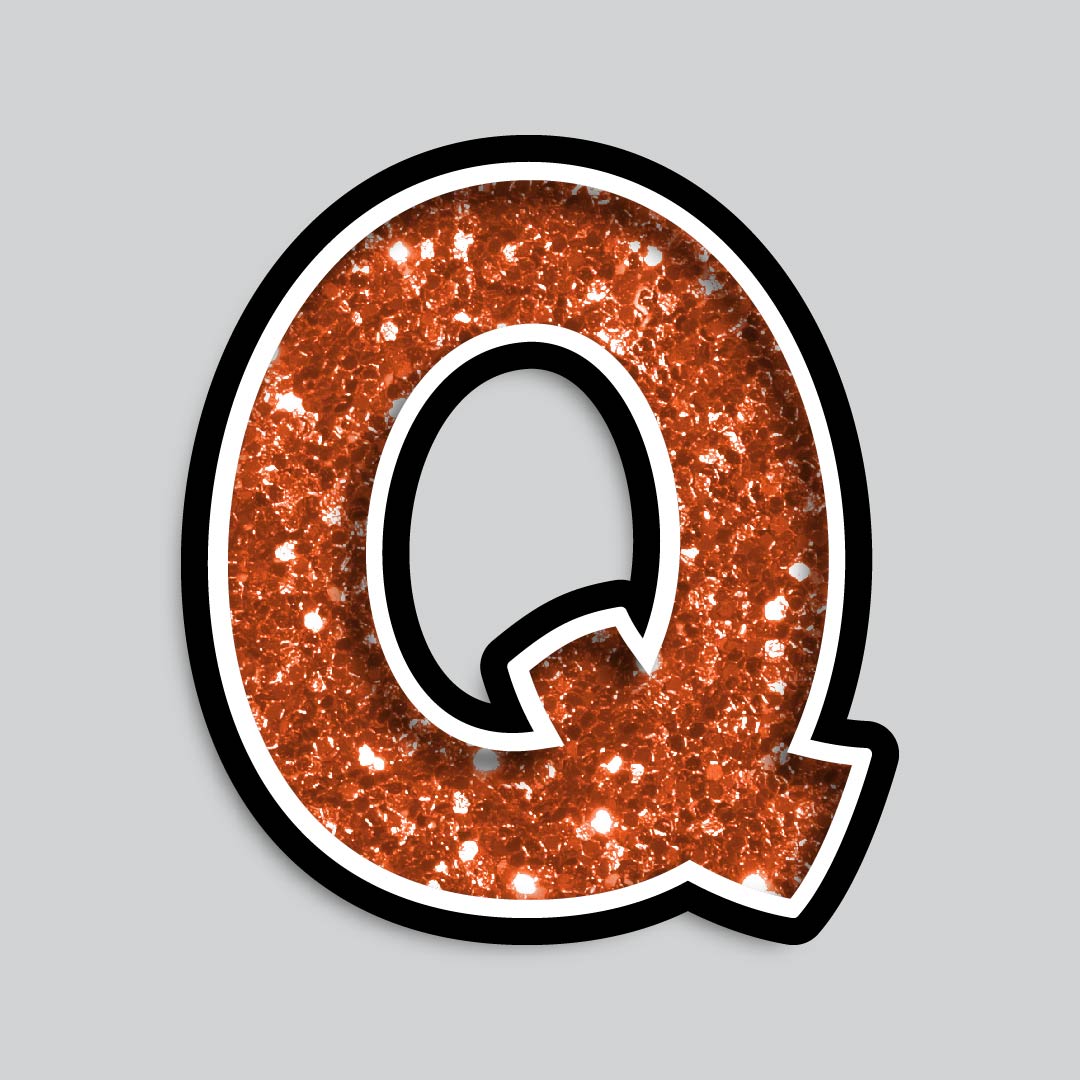 23.5” INDIVIDUAL BOUNCY ORANGE CHUNKY GLITTER SHADOW LETTERS