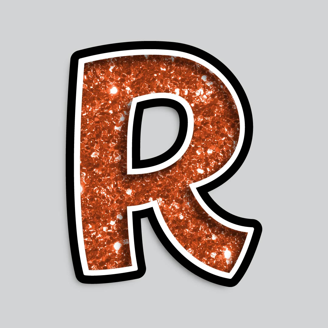 23.5” INDIVIDUAL BOUNCY ORANGE CHUNKY GLITTER SHADOW LETTERS