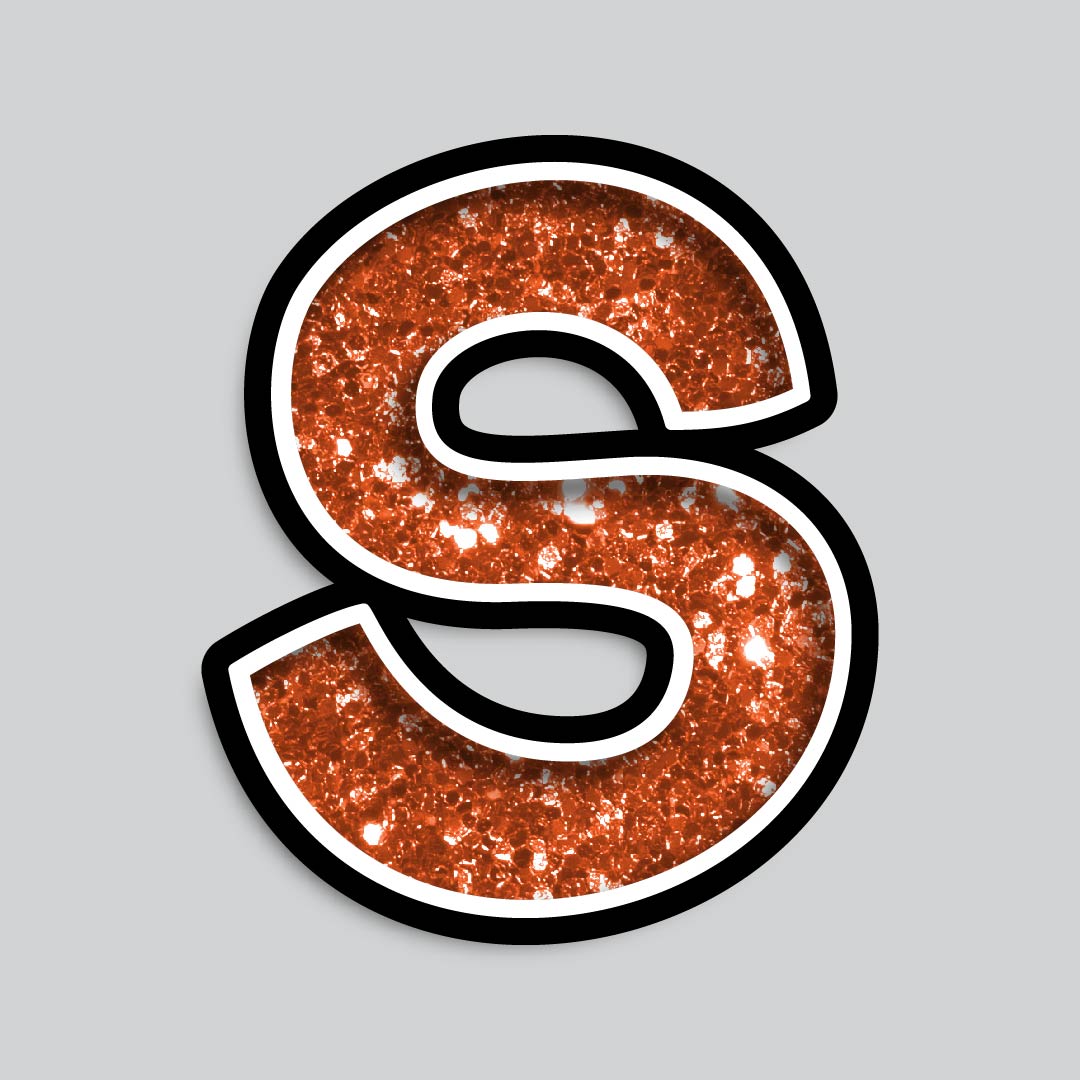 23.5” INDIVIDUAL BOUNCY ORANGE CHUNKY GLITTER SHADOW LETTERS
