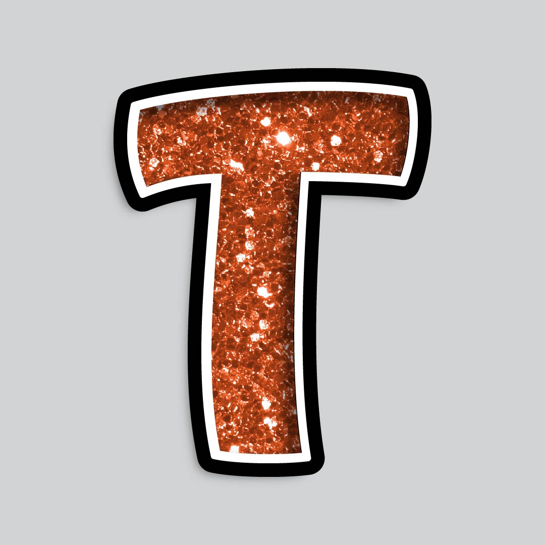 23.5” INDIVIDUAL BOUNCY ORANGE CHUNKY GLITTER SHADOW LETTERS