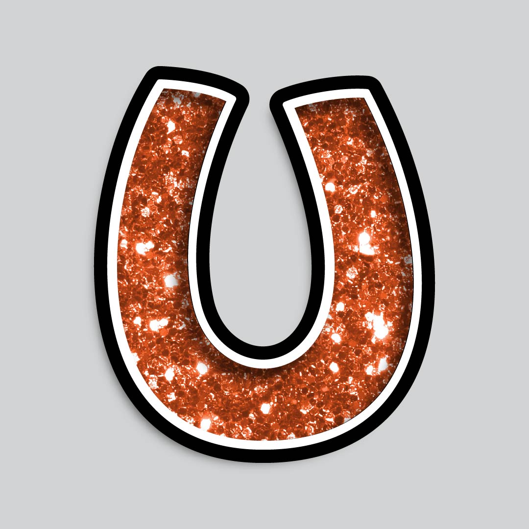 23.5” INDIVIDUAL BOUNCY ORANGE CHUNKY GLITTER SHADOW LETTERS