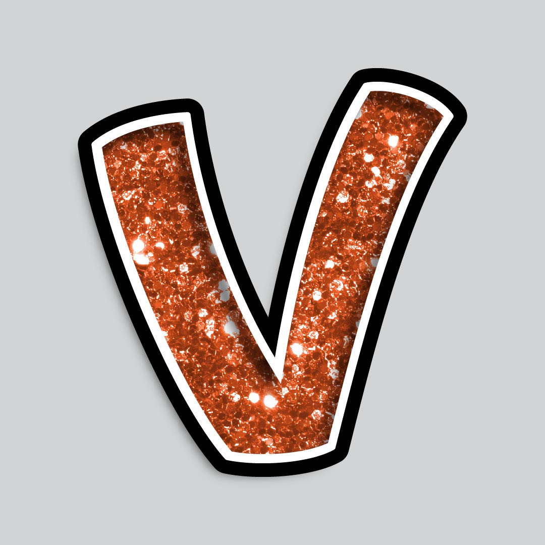 23.5” INDIVIDUAL BOUNCY ORANGE CHUNKY GLITTER SHADOW LETTERS