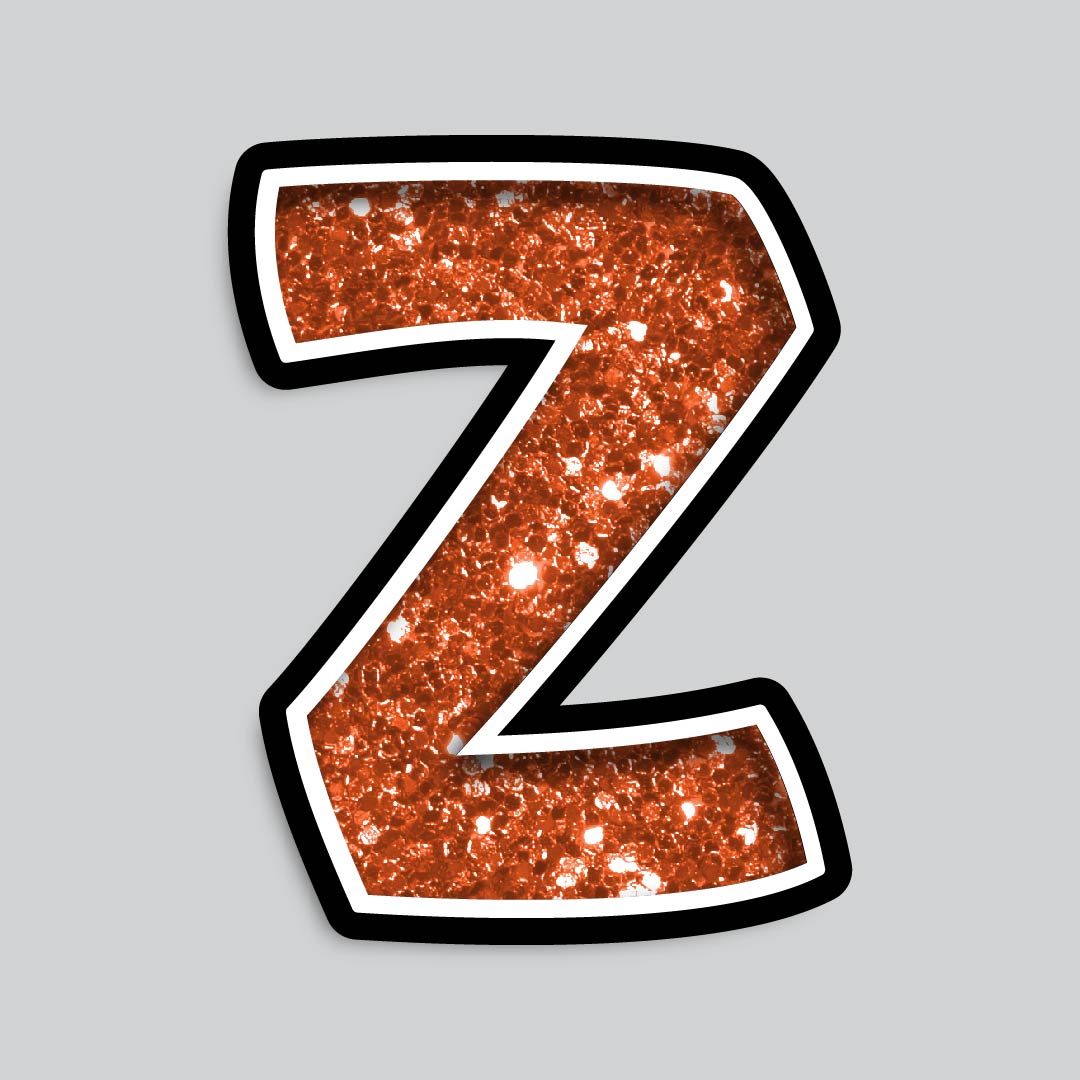 23.5” INDIVIDUAL BOUNCY ORANGE CHUNKY GLITTER SHADOW LETTERS