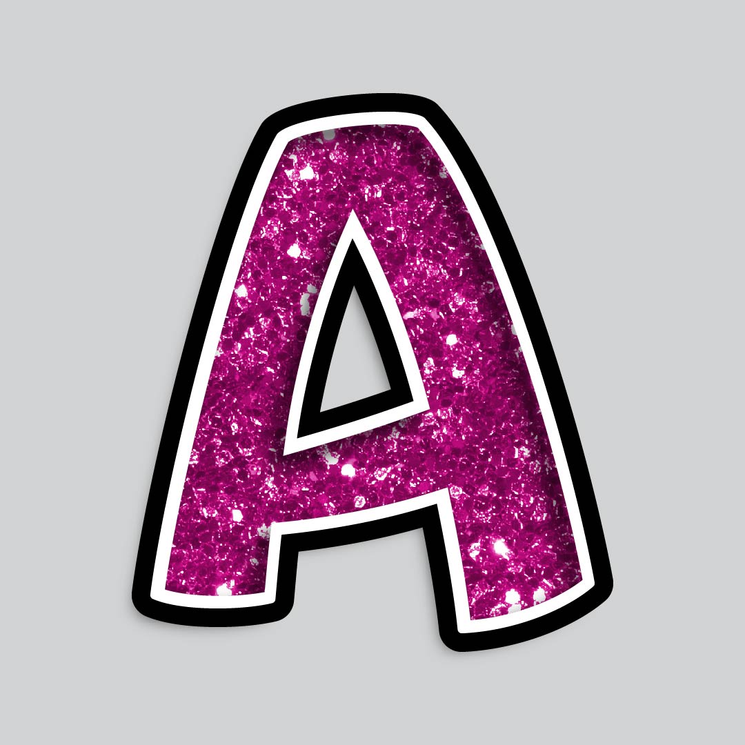 23.5” INDIVIDUAL BOUNCY PINK CHUNKY GLITTER SHADOW LETTERS