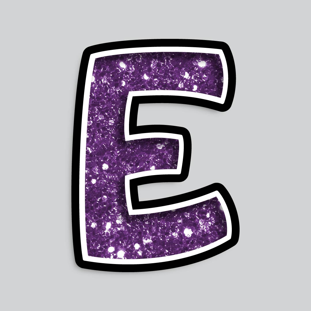 23.5” INDIVIDUAL BOUNCY PURPLE CHUNKY GLITTER SHADOW LETTERS