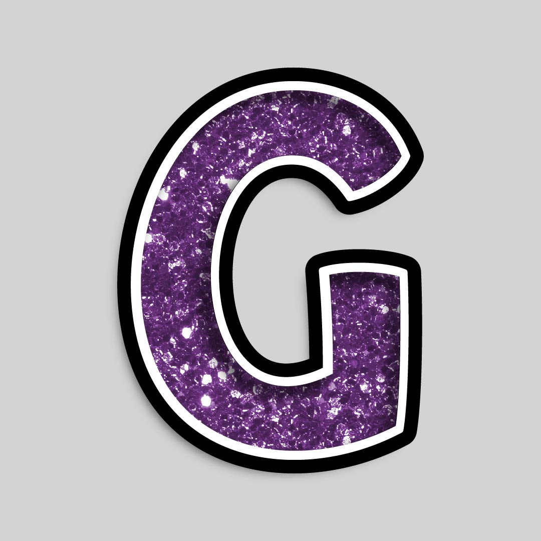 23.5” INDIVIDUAL BOUNCY PURPLE CHUNKY GLITTER SHADOW LETTERS