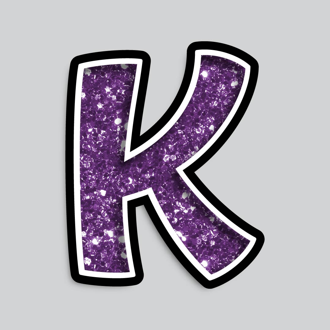 23.5” INDIVIDUAL BOUNCY PURPLE CHUNKY GLITTER SHADOW LETTERS