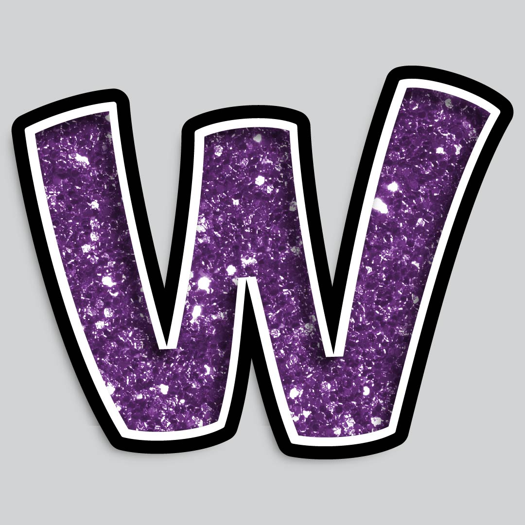 23.5” INDIVIDUAL BOUNCY PURPLE CHUNKY GLITTER SHADOW LETTERS