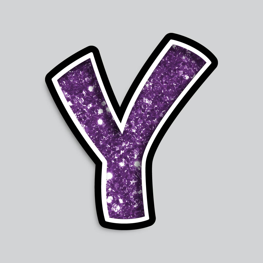 23.5” INDIVIDUAL BOUNCY PURPLE CHUNKY GLITTER SHADOW LETTERS