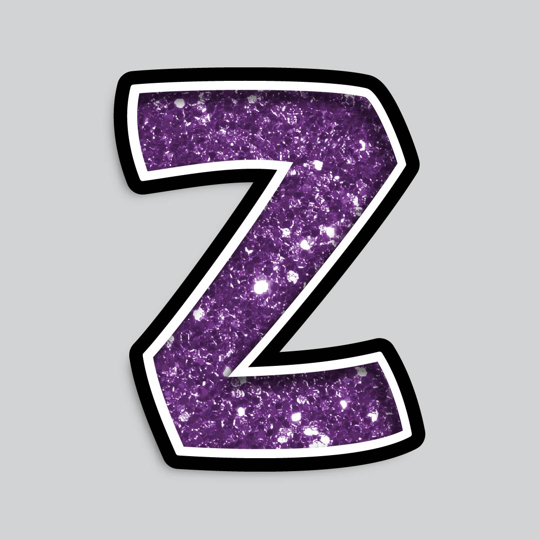 23.5” INDIVIDUAL BOUNCY PURPLE CHUNKY GLITTER SHADOW LETTERS