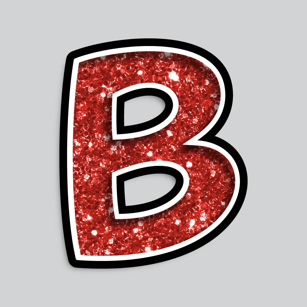 23.5” INDIVIDUAL BOUNCY RED CHUNKY GLITTER SHADOW LETTERS
