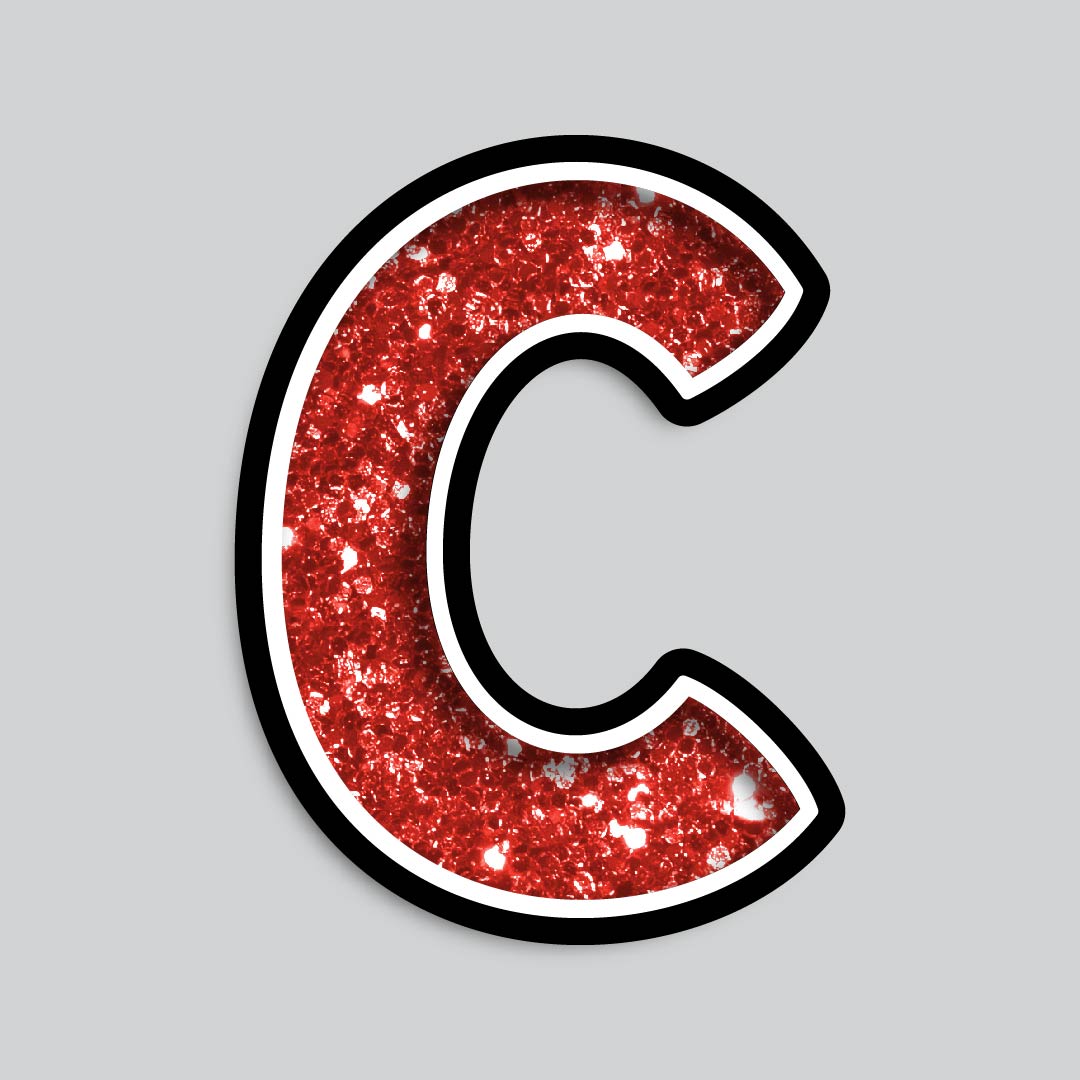23.5” INDIVIDUAL BOUNCY RED CHUNKY GLITTER SHADOW LETTERS
