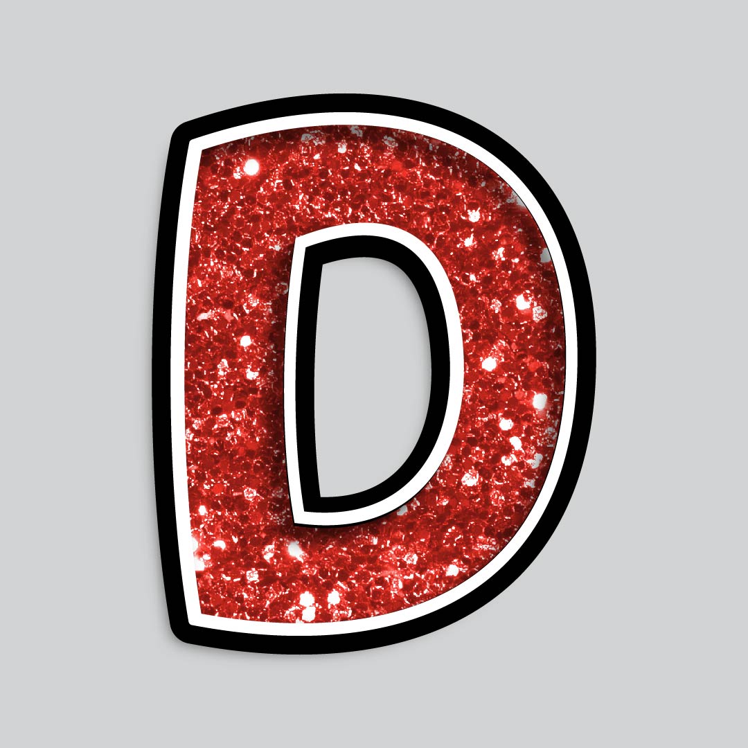23.5” INDIVIDUAL BOUNCY RED CHUNKY GLITTER SHADOW LETTERS