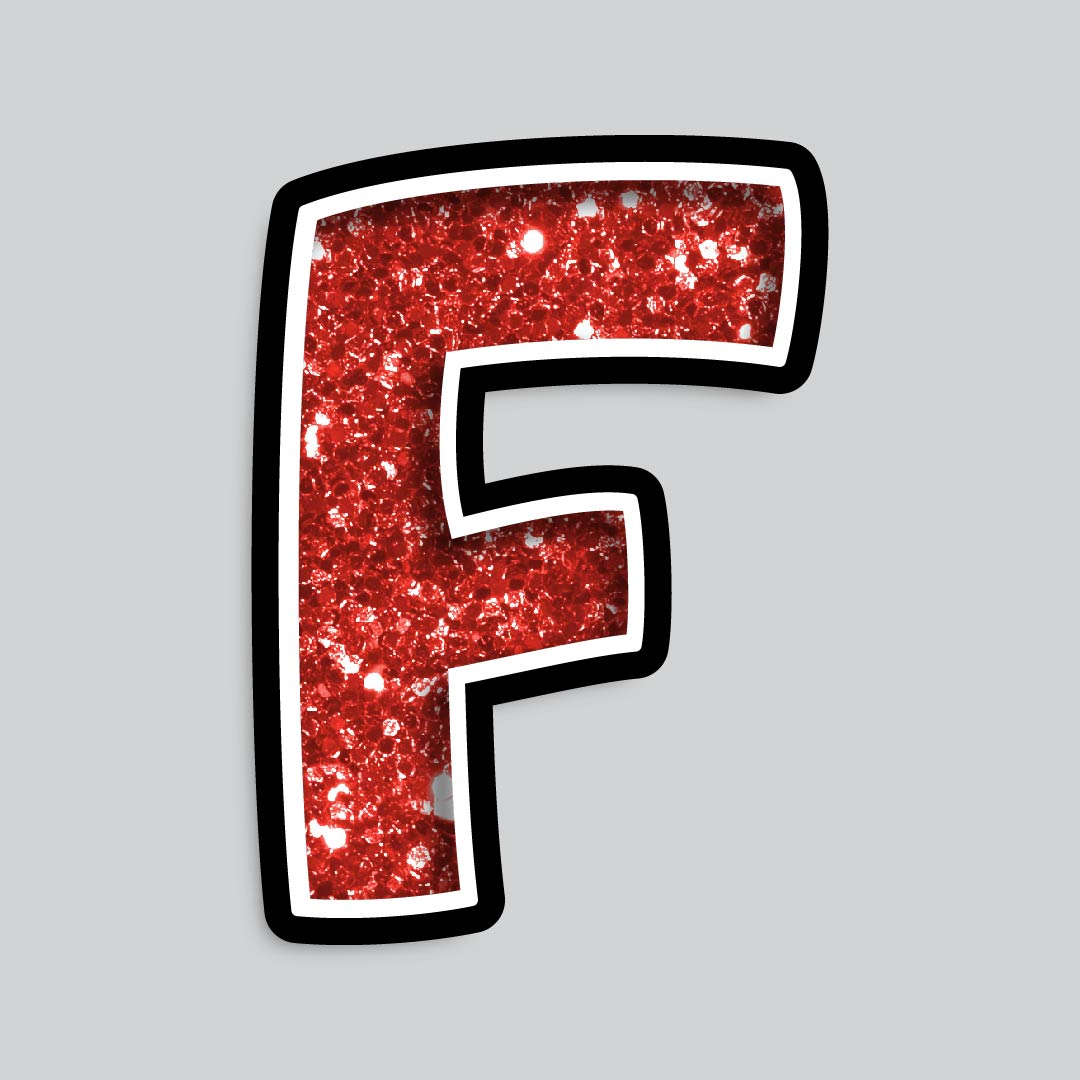 23.5” INDIVIDUAL BOUNCY RED CHUNKY GLITTER SHADOW LETTERS