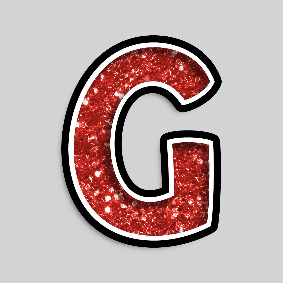 23.5” INDIVIDUAL BOUNCY RED CHUNKY GLITTER SHADOW LETTERS