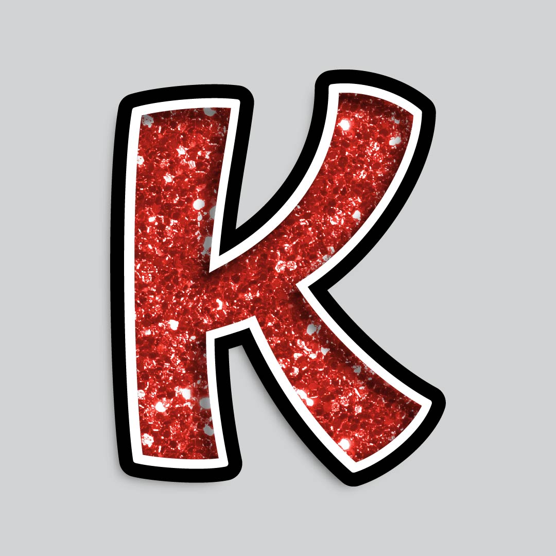 23.5” INDIVIDUAL BOUNCY RED CHUNKY GLITTER SHADOW LETTERS