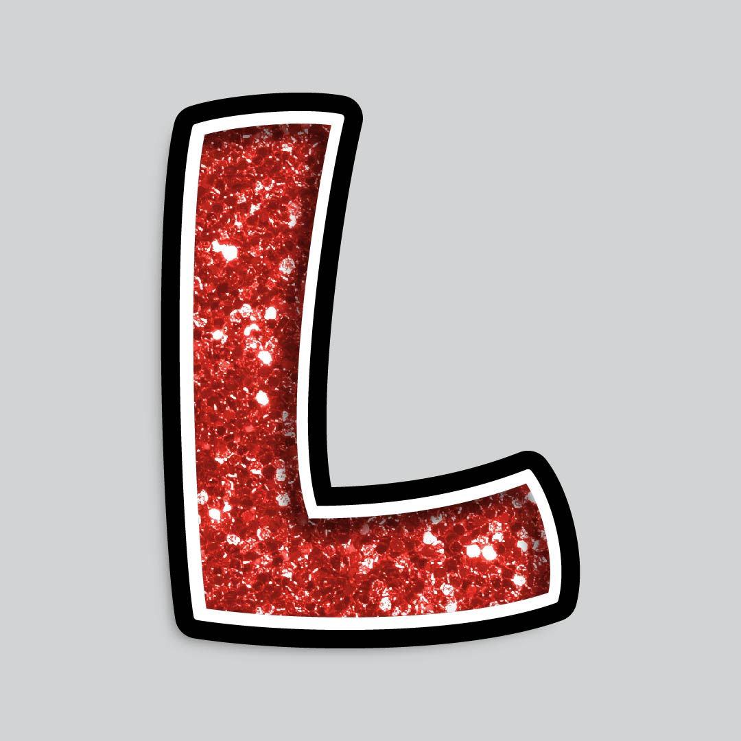 23.5” INDIVIDUAL BOUNCY RED CHUNKY GLITTER SHADOW LETTERS