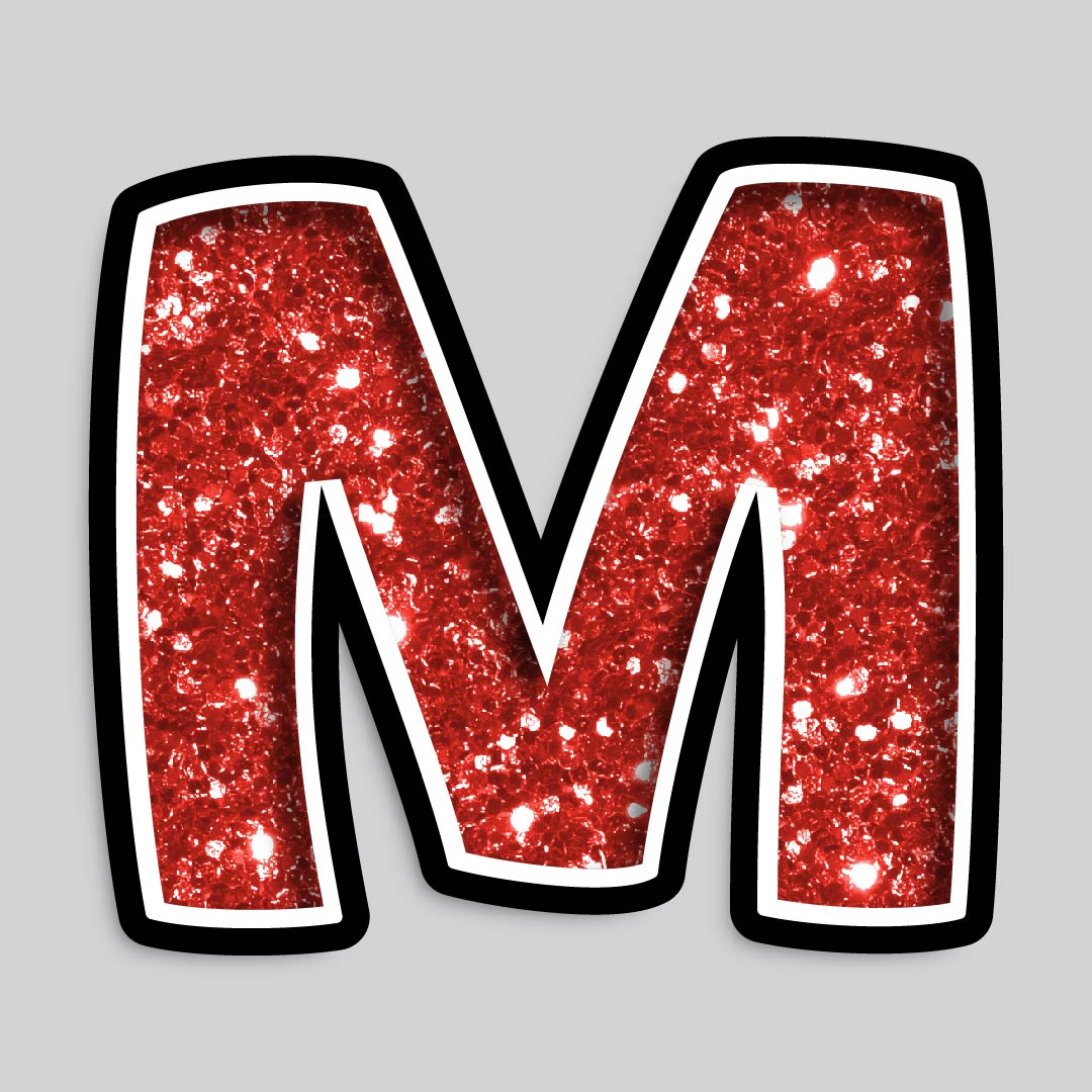 23.5” INDIVIDUAL BOUNCY RED CHUNKY GLITTER SHADOW LETTERS